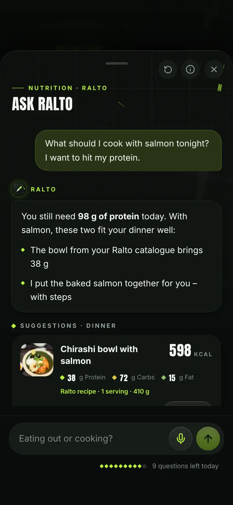 Ask Ralto: a question about a salmon dinner and matching recipe suggestions