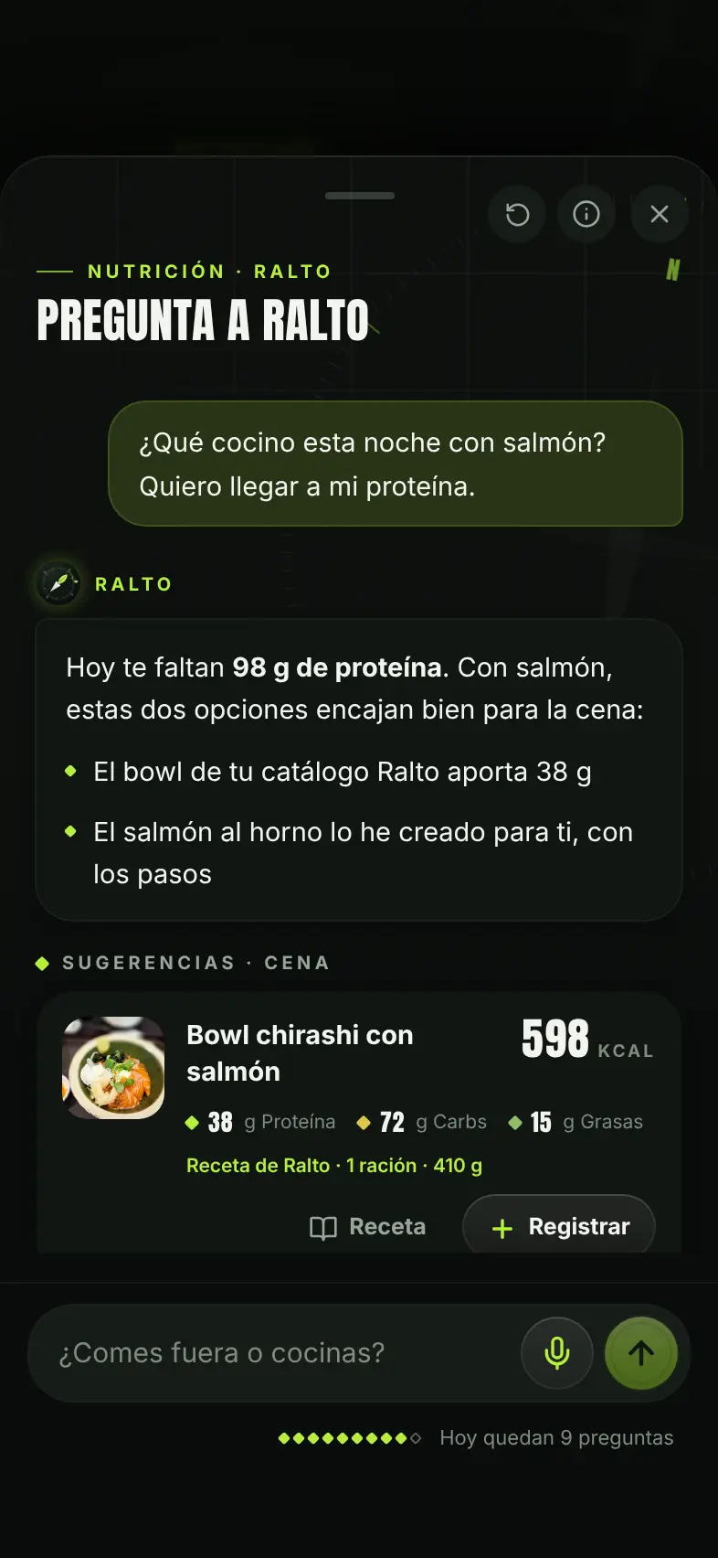 Pregunta a Ralto: una pregunta sobre una cena con salmón y recetas sugeridas